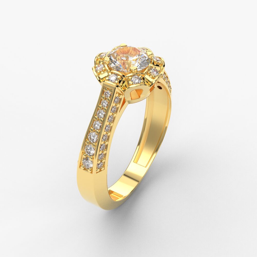 Prsten model 98 od žutog zlata sa cirkonima