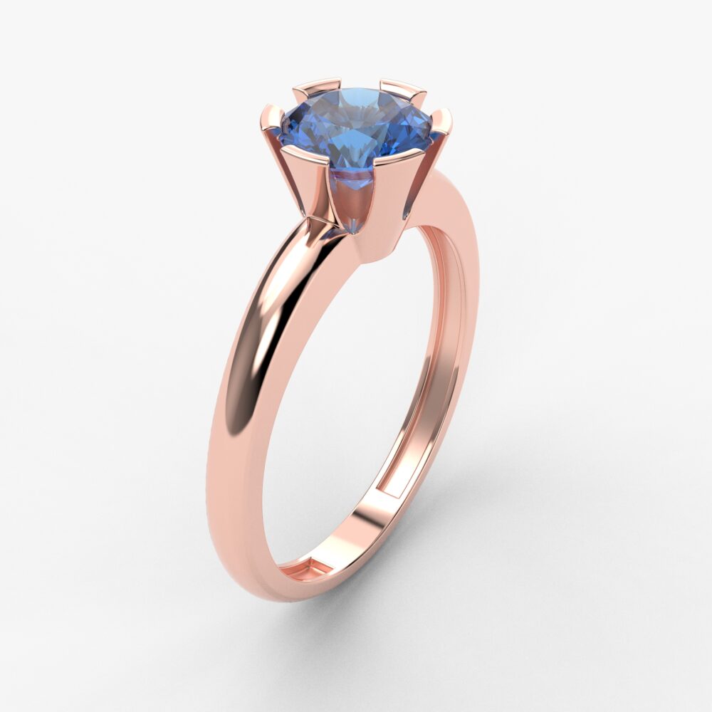Prsten model 111 od roze zlata sa safirom
