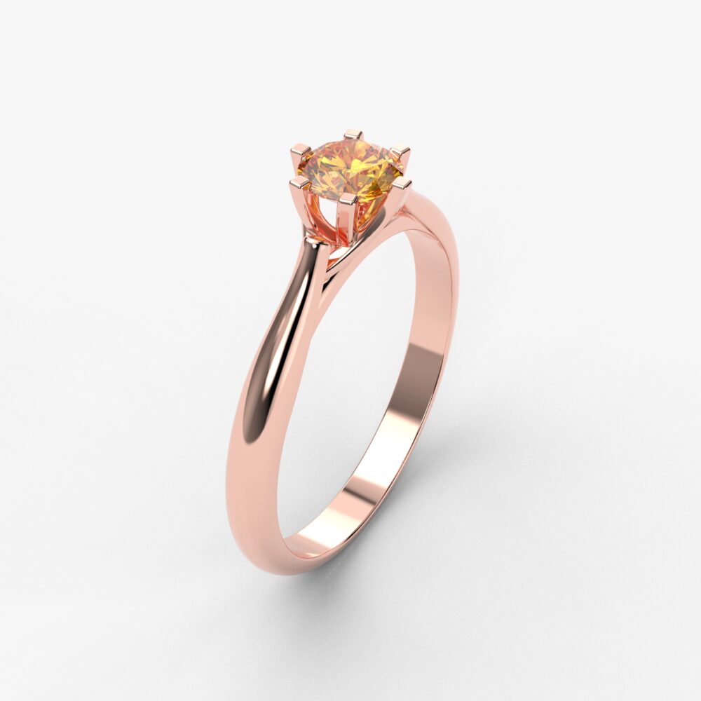 Prsten model 85 od roze zlata sa citrinom