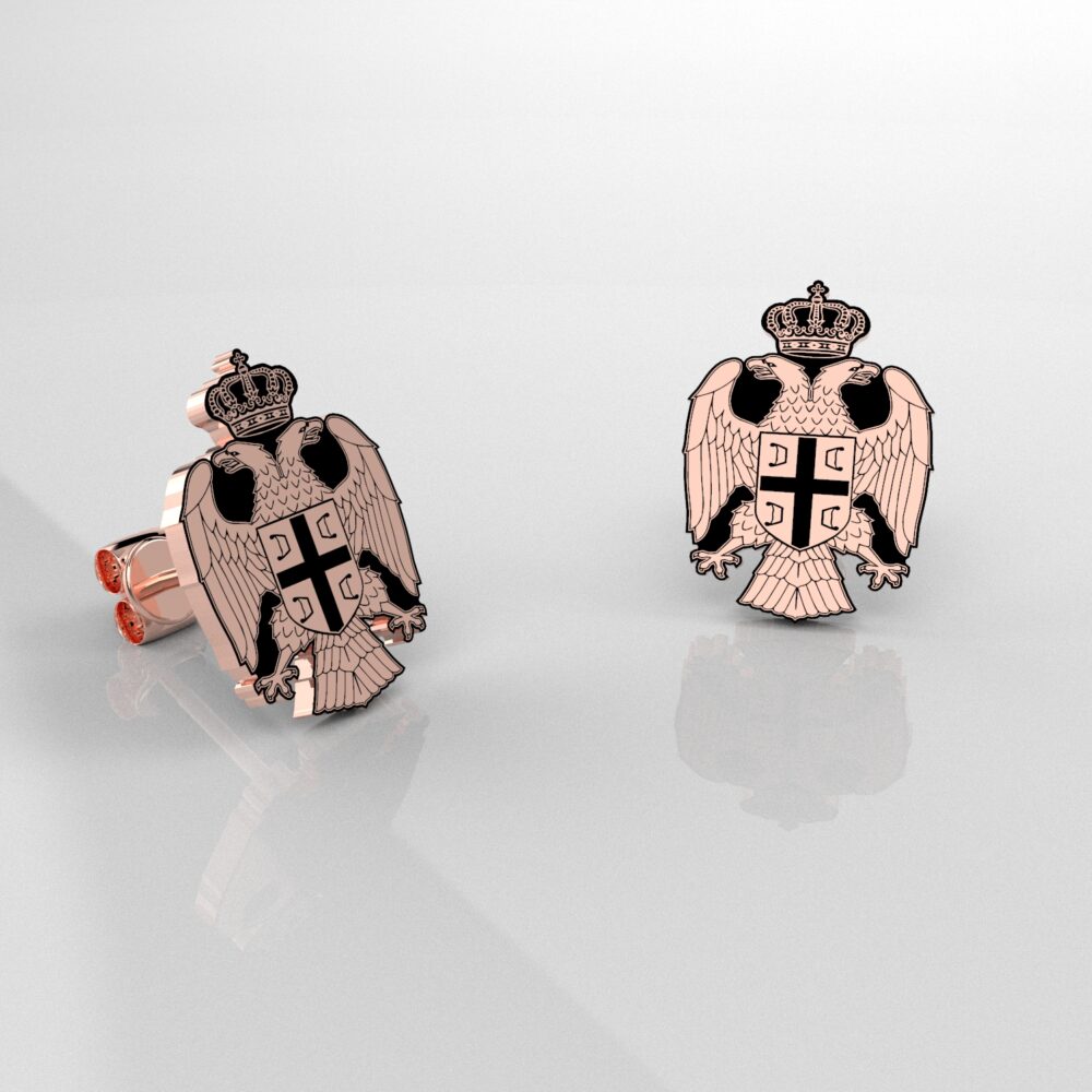 Minđuše na šraf kokarde od roze zlata M-LA-182-R