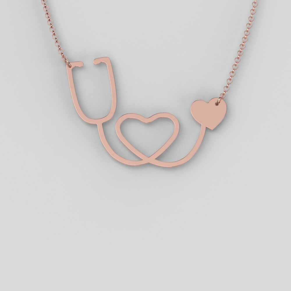 Ogrlica stetoskop2 od roze zlata O-LA-130-R