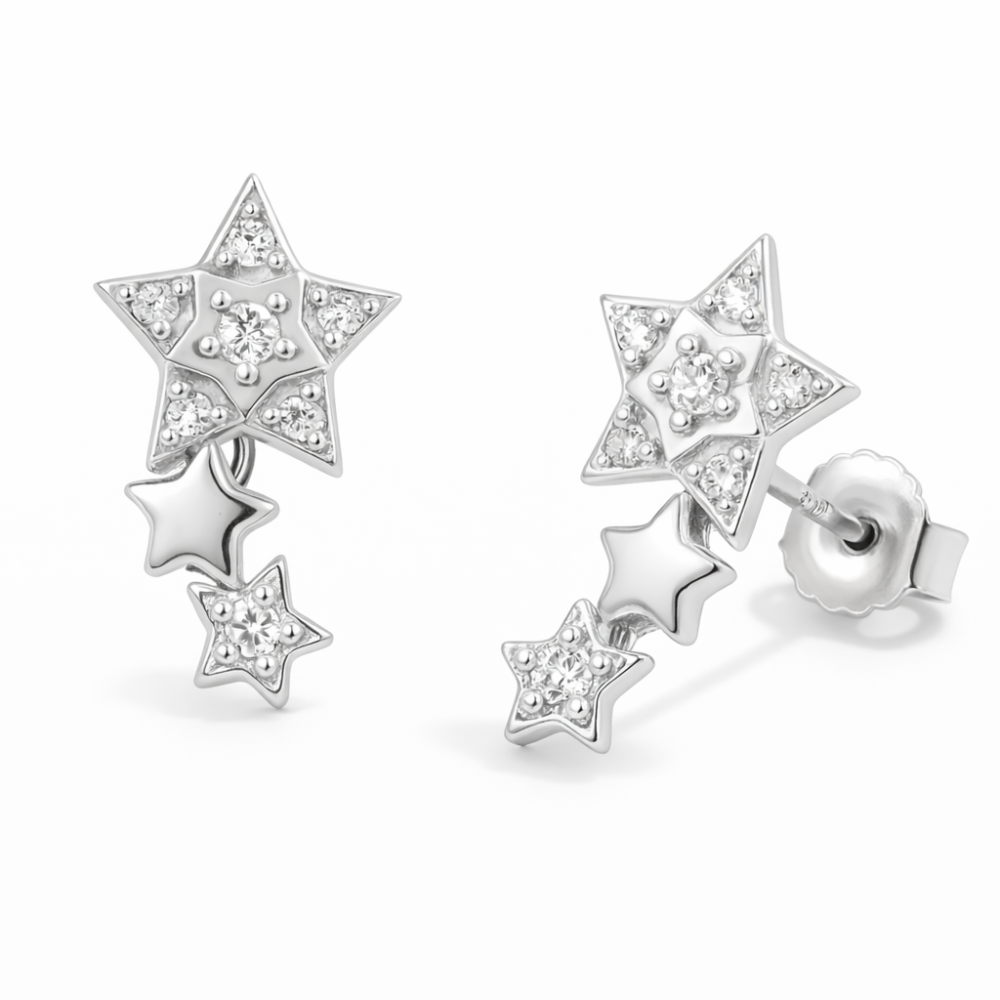 Srebrne minđuše na šraf zvezdice JS12-HY1530