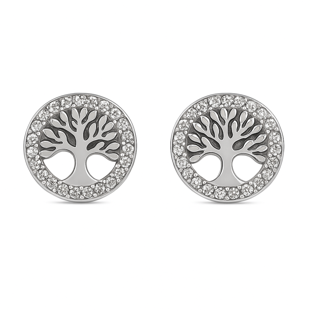 Srebrne mindjuše na šraf drvo života E00104