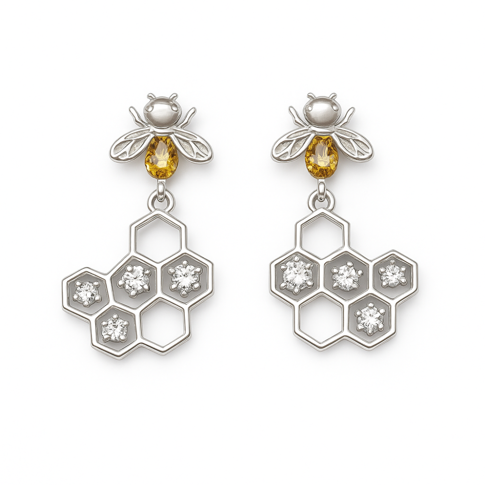 Srebrne minđuše pčela E00321