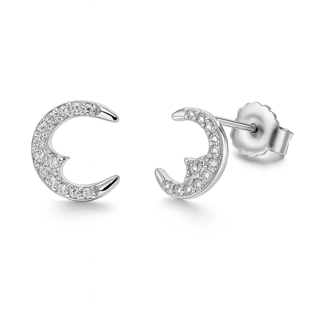 Srebrne minđuše na šraf polumesec JS100-E0055