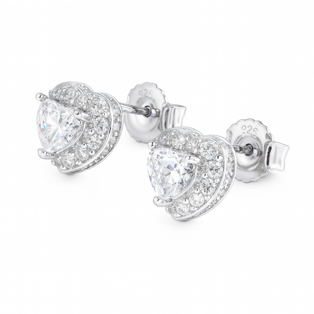 Srebrne minđuše na šraf srce JS25-E0066