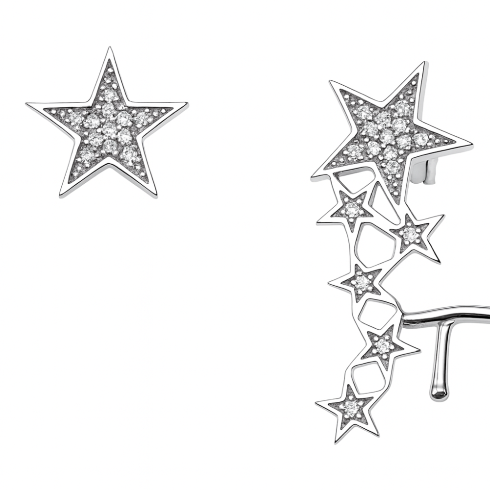 Srebrne minđuše na šraf zvezdice JS26-SE0348