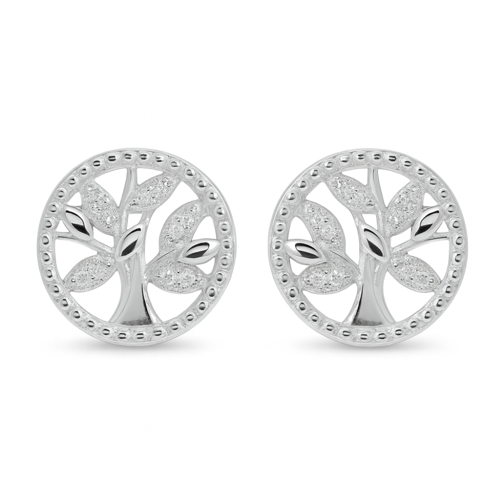 Srebrne minđuše na šraf drvo života JS37-HF904