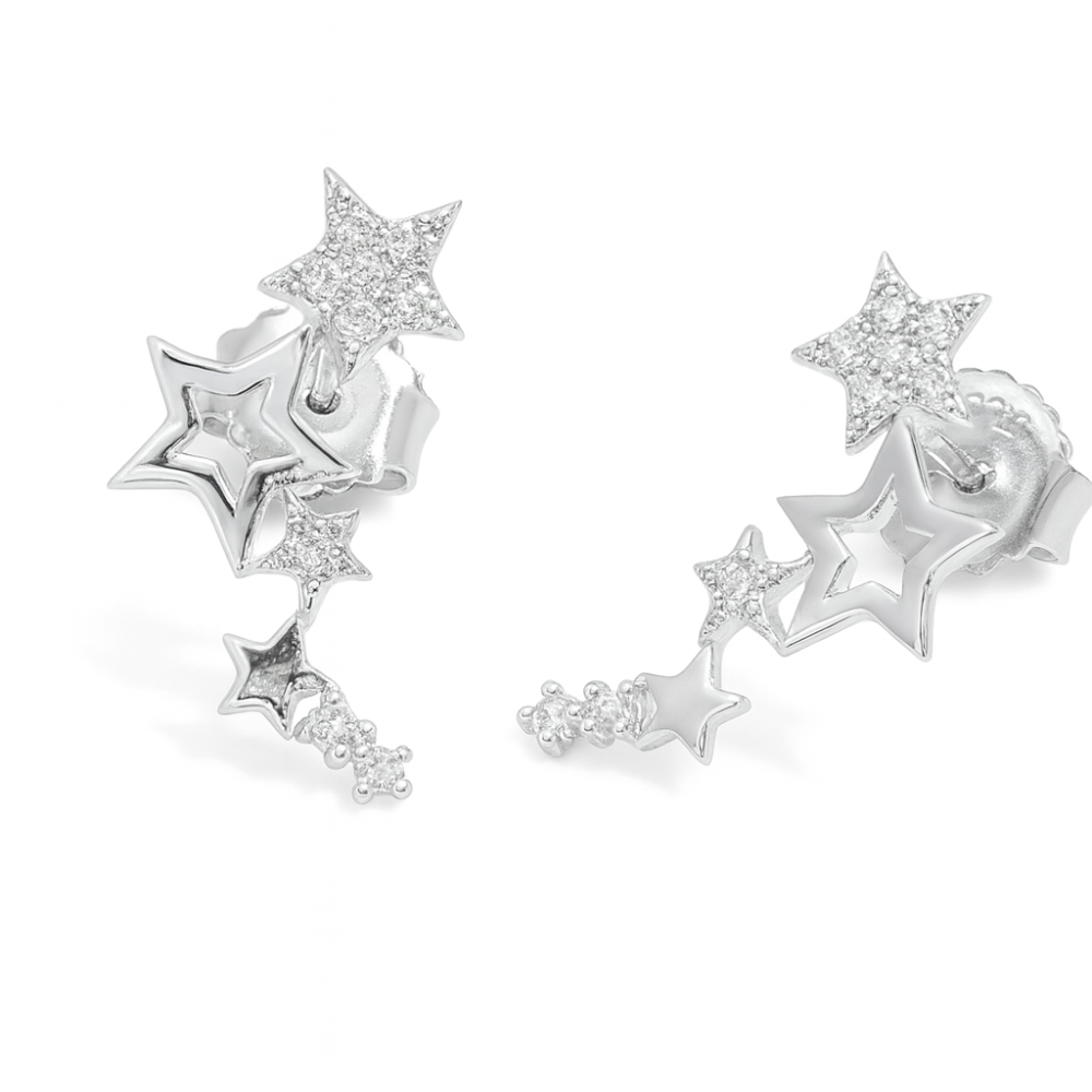 Srebrne minđuše na šraf zvezdice JS48-E0313