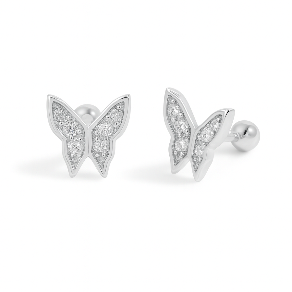 Srebrne pirsing minđuše leptir JS48-E099-4M