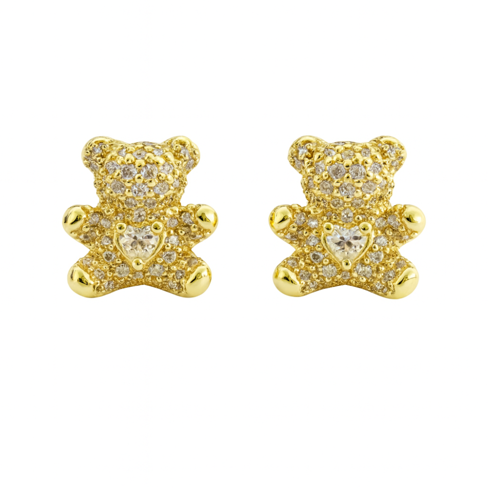 Srebrne mindjuše na šraf gold medvedići RE1075-1