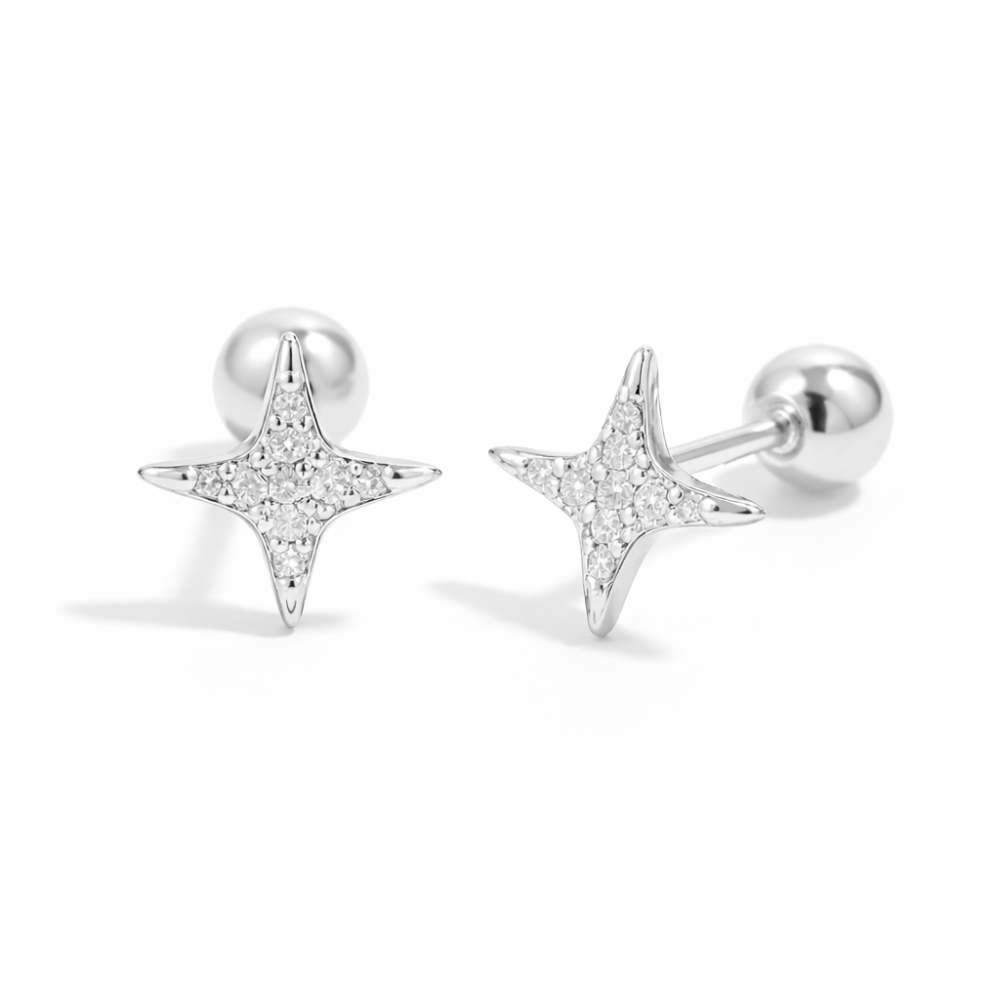 Srebrne pirsing minđuše JS48-E0047-4M